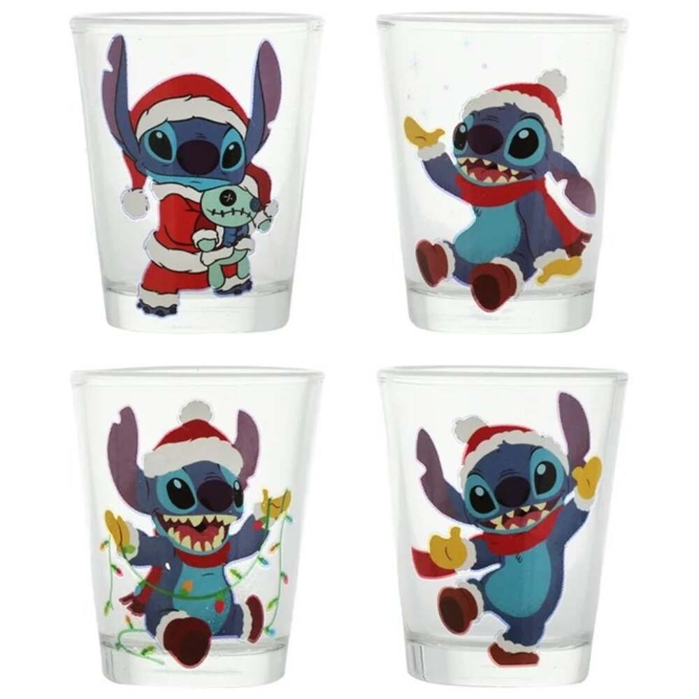 Disney Lilo & Stitch Happy Holidays Set of 41.5 oz Shot Glass Set